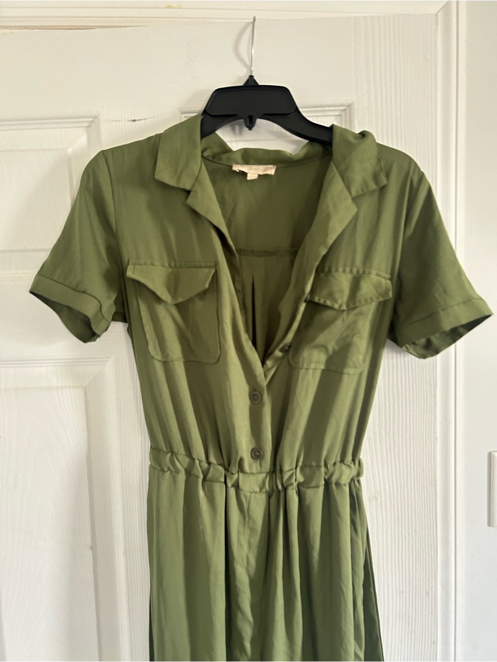 indulge Olive Green Short Sleeve Jumpsuit